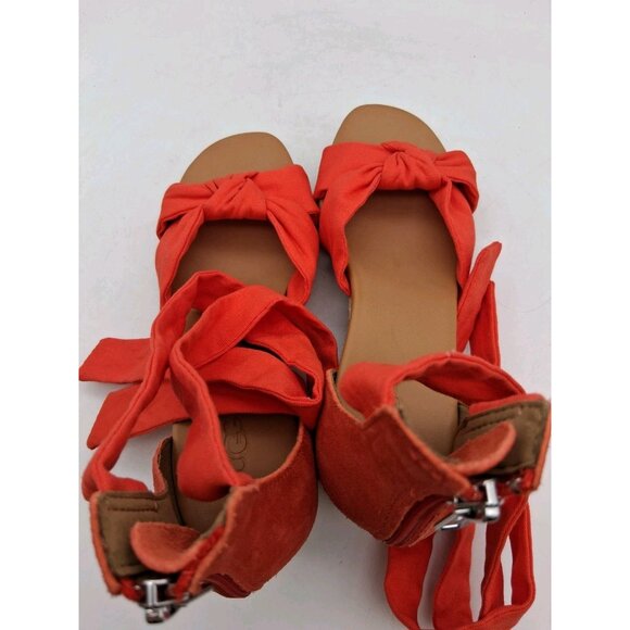UGG Yarrow Sz 7 Orange Wedge Heel Open Sandal Casual Straps Open Toe Zipper EUC - Picture 12 of 16